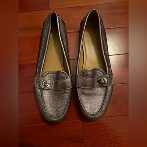 Coach Metallic Silver Loafers